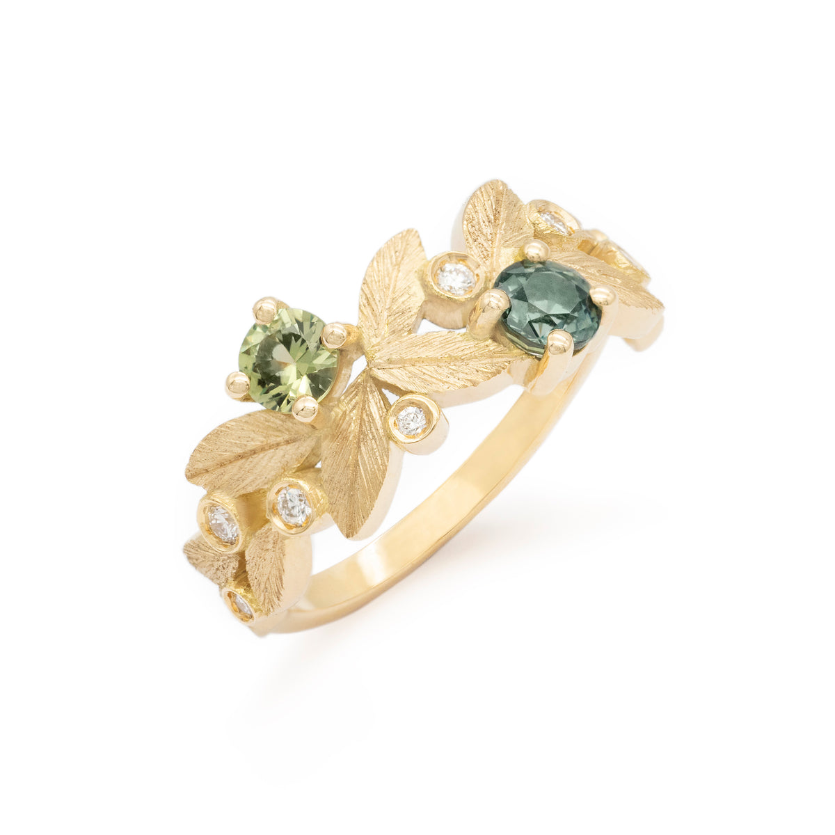 Bague Rameau Toi & Moi Saphirs teal