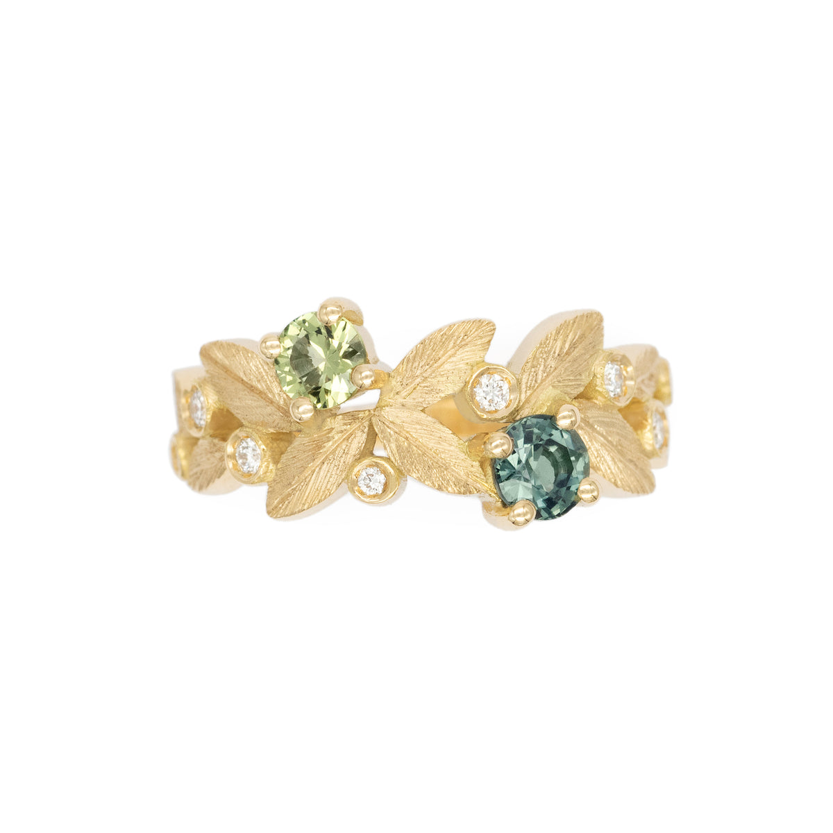 Bague Rameau Toi & Moi Saphirs teal