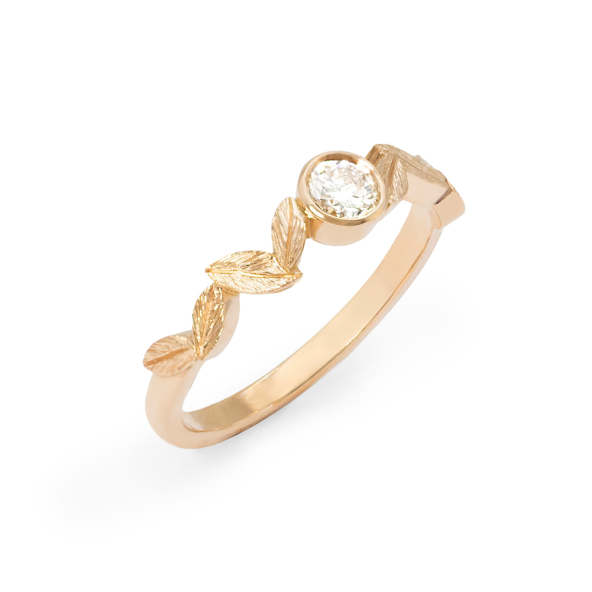 Solitaire feuilles d’olivier Diamant