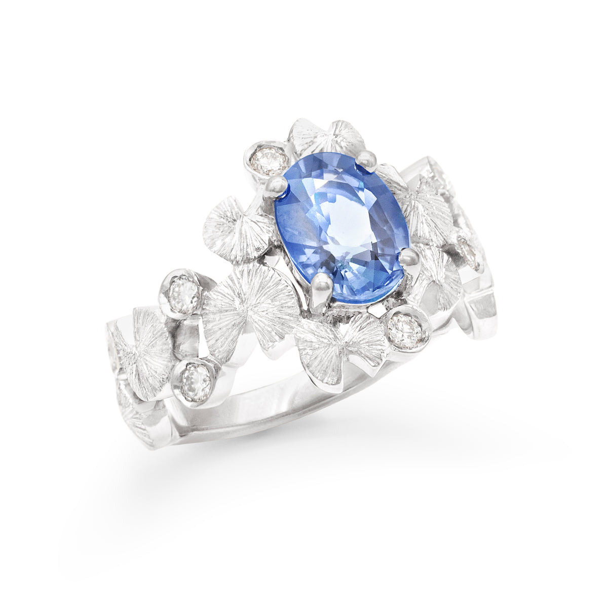 Bague bouquet de Nymphéas Saphir