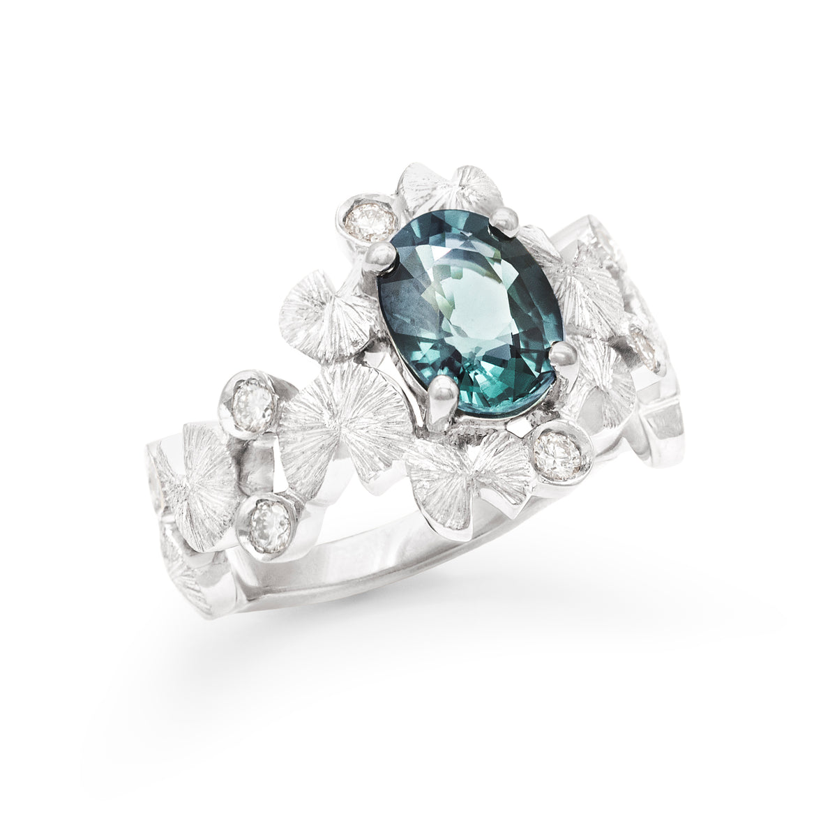 Bague bouquet de Nymphéas Saphir