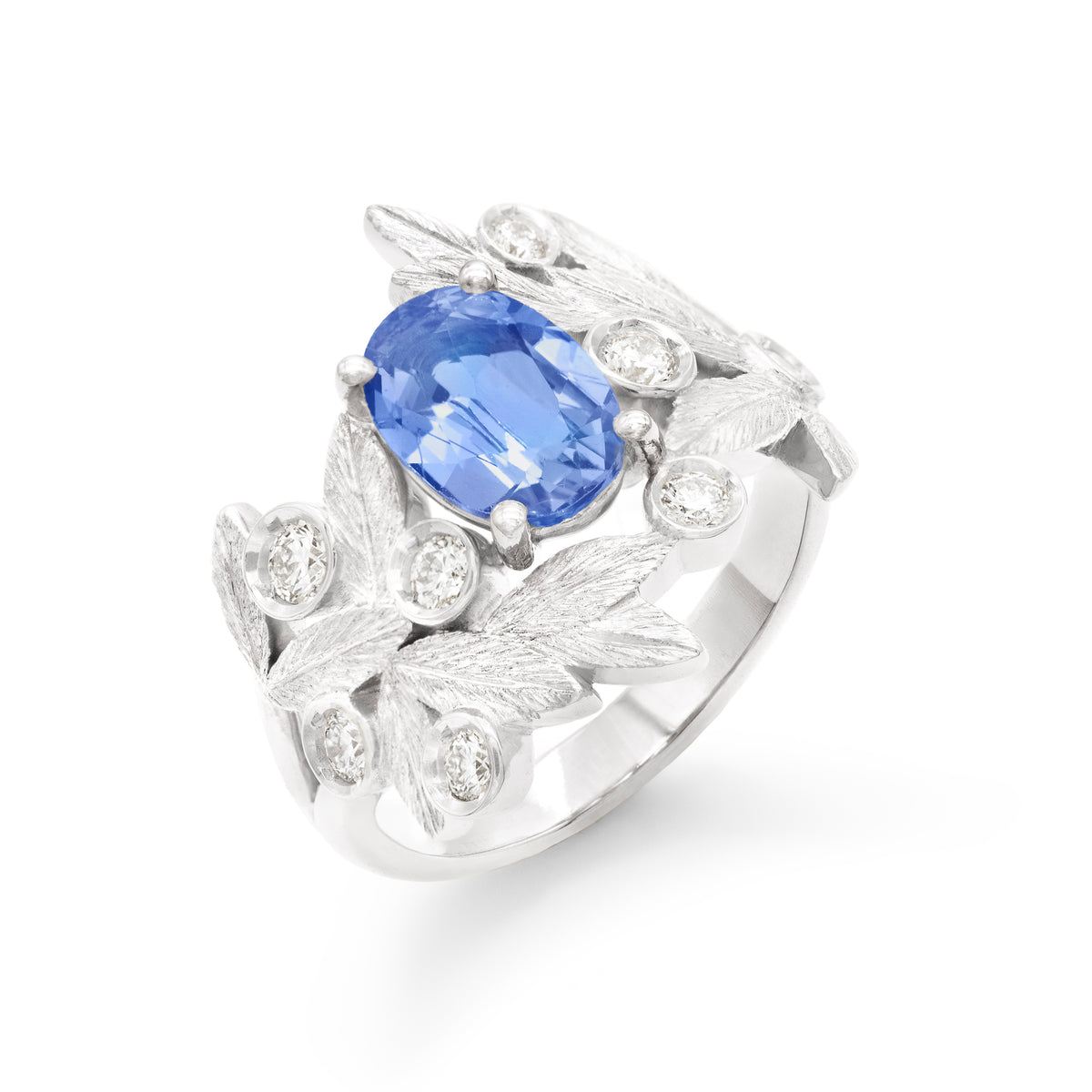 Bague Branches d'olivier Saphir ovale