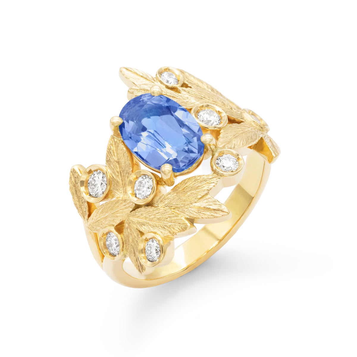 Bague Branches d'olivier Saphir ovale