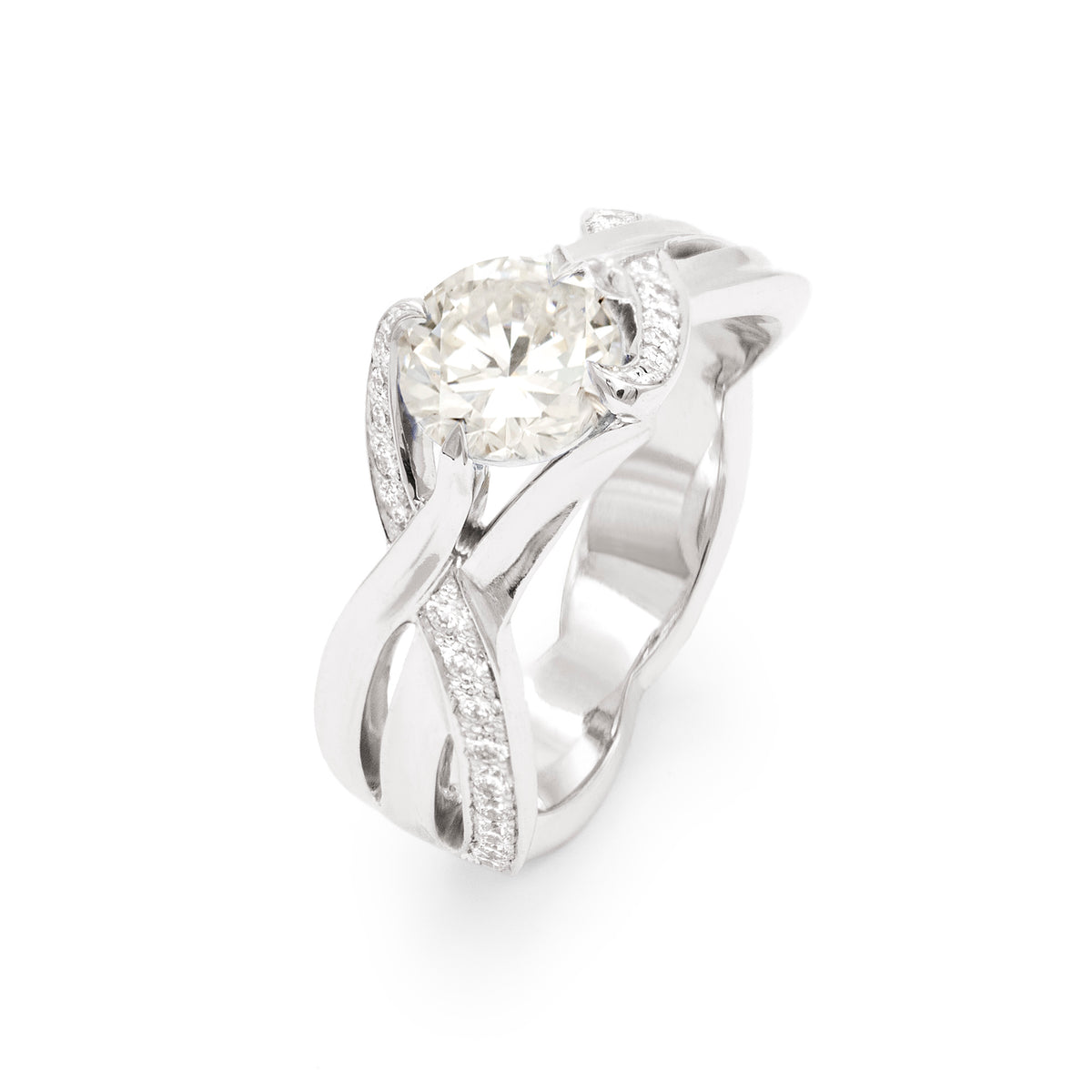 Bague brins d'herbes pavée diamant