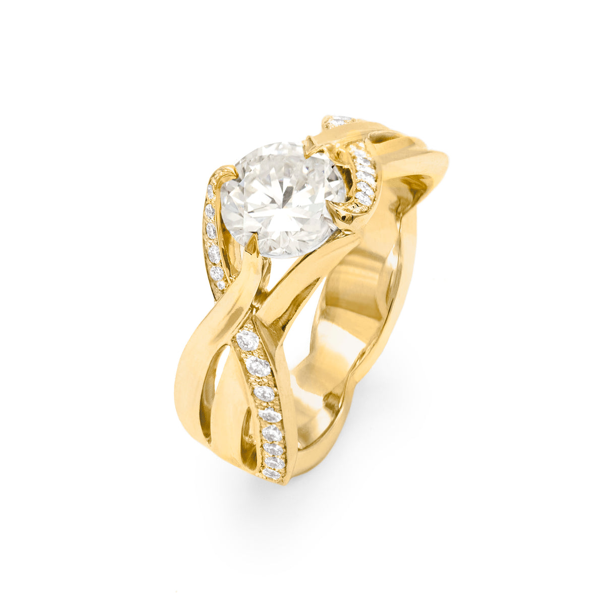 Bague brins d'herbes pavée diamant