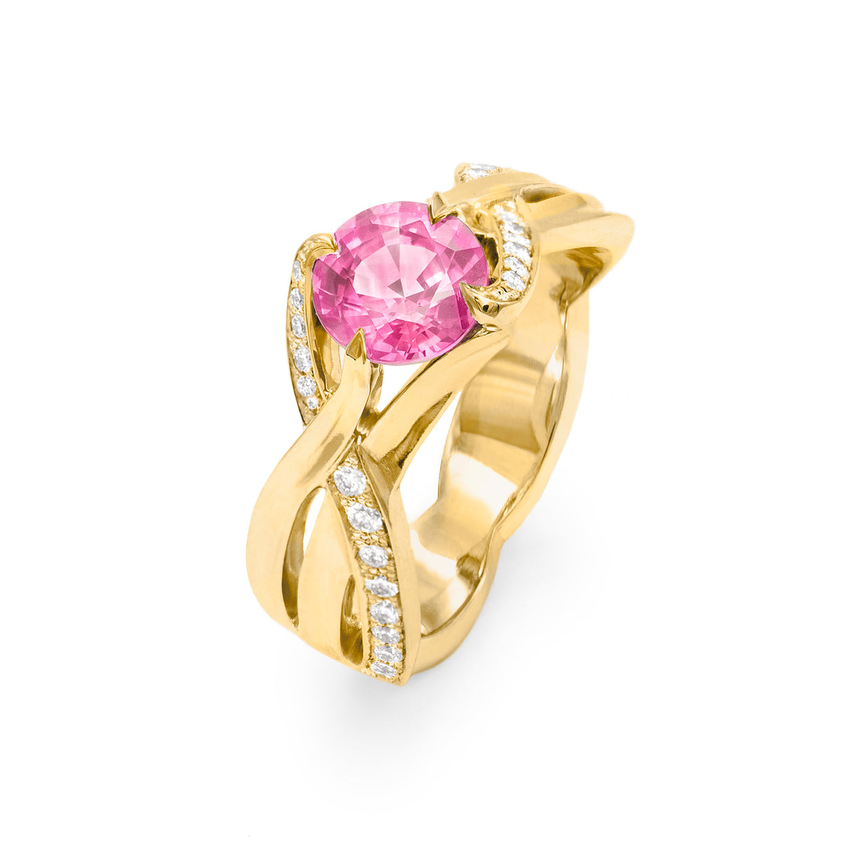 Bague brins d’herbes saphir semi pavée