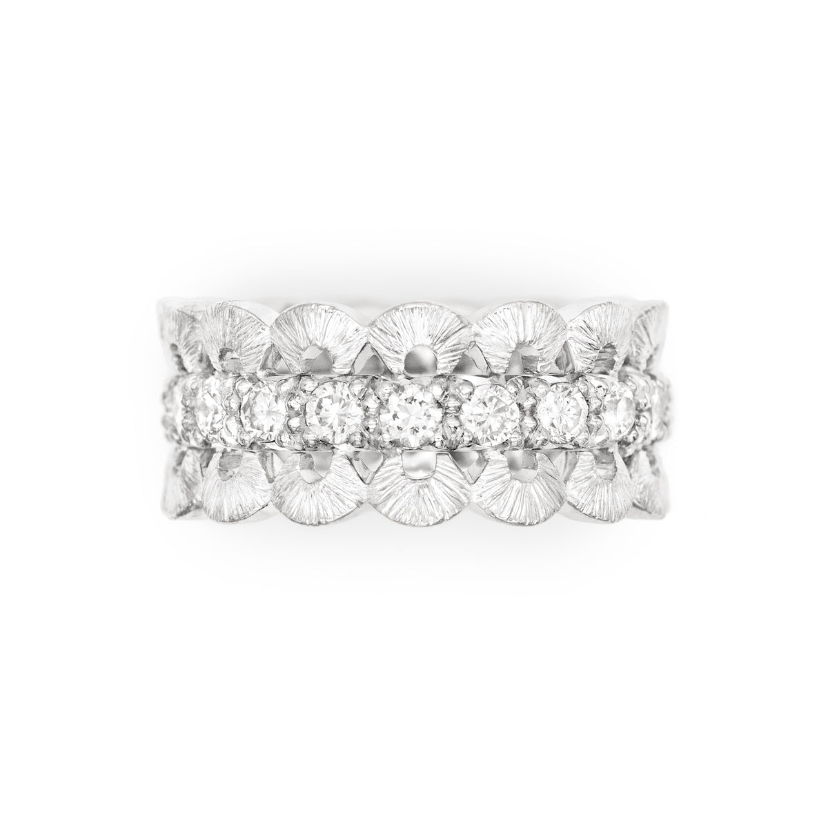 Bague couronne de Coquillages diamants larges