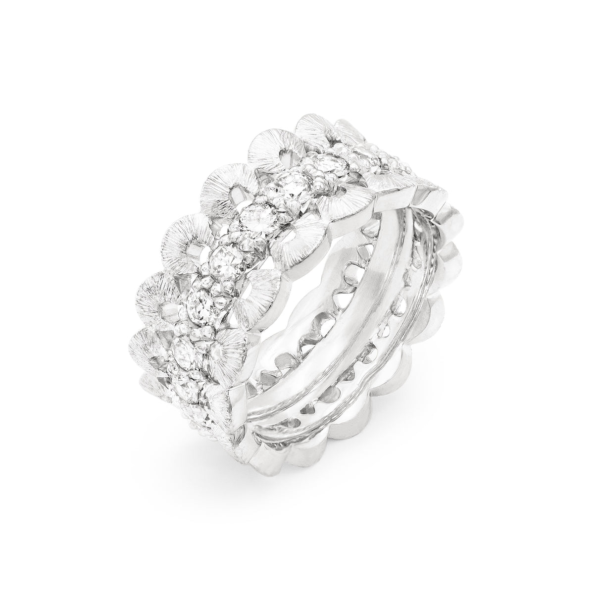 Bague couronne de Coquillages diamants larges