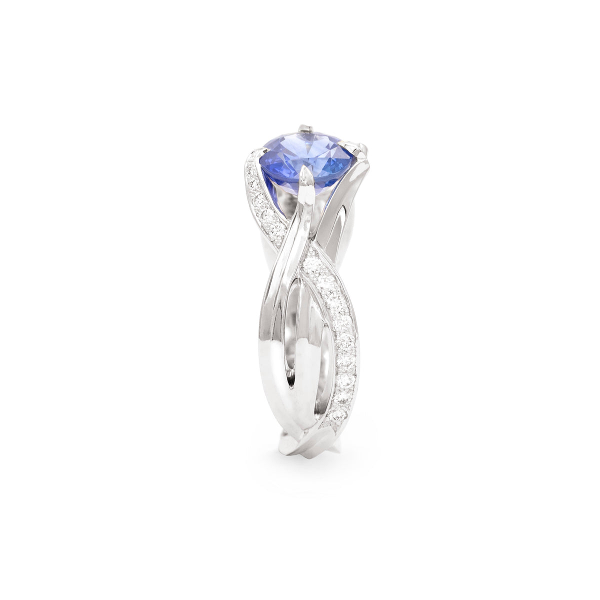 Bague brins d’herbes saphir semi pavée
