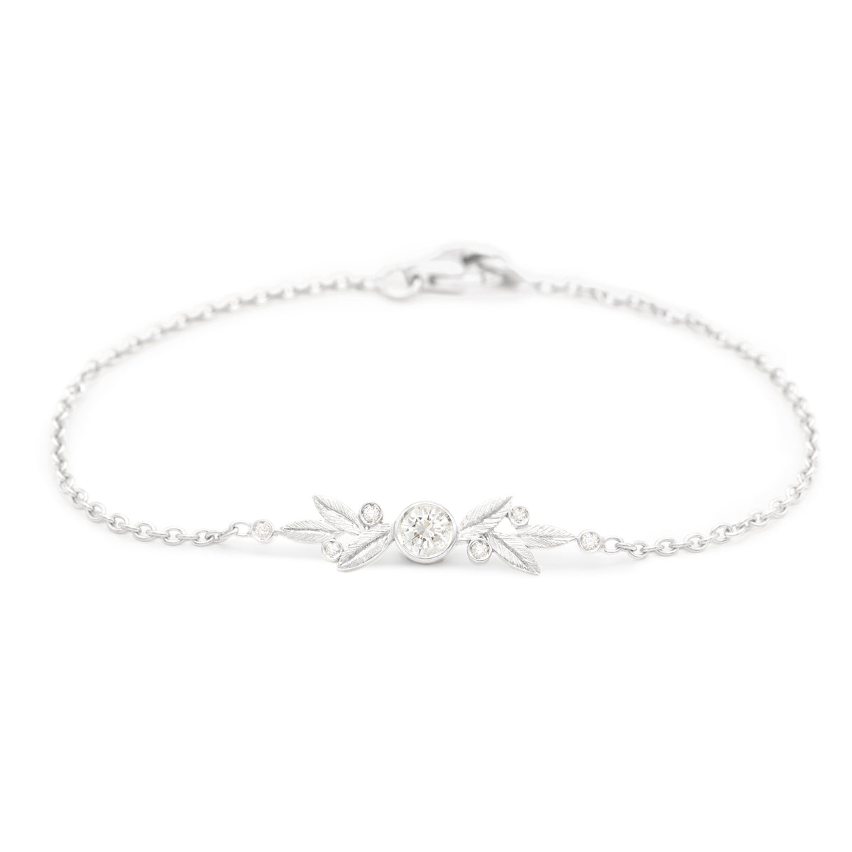 Bracelet chaine Feuilles d’Olivier diamant