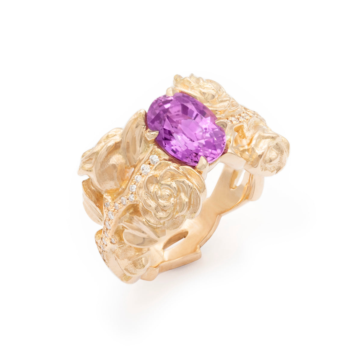 Bague rosier Saphir rose intense