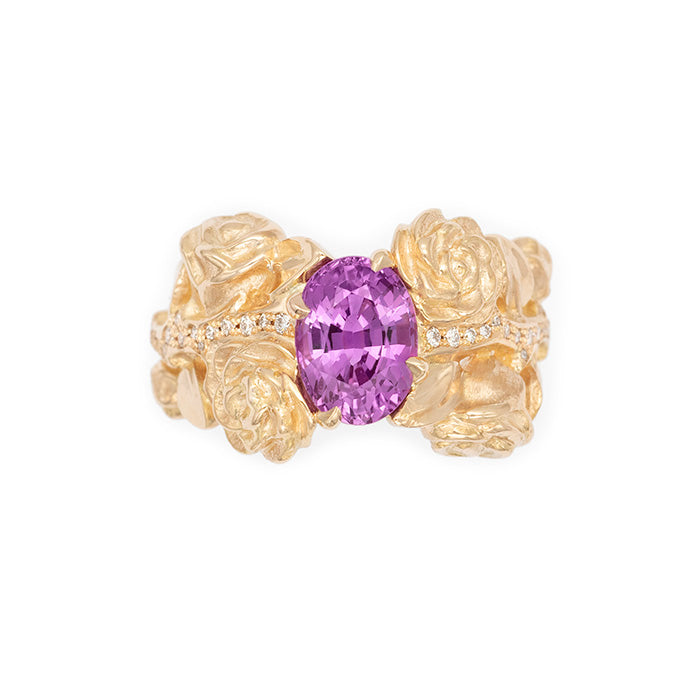 Bague rosier Saphir rose intense