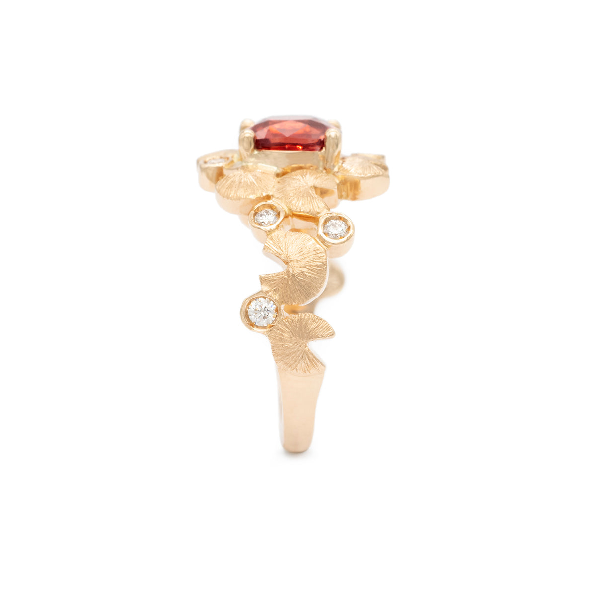 Bague bouquet de Nymphéas Spinelle flamme