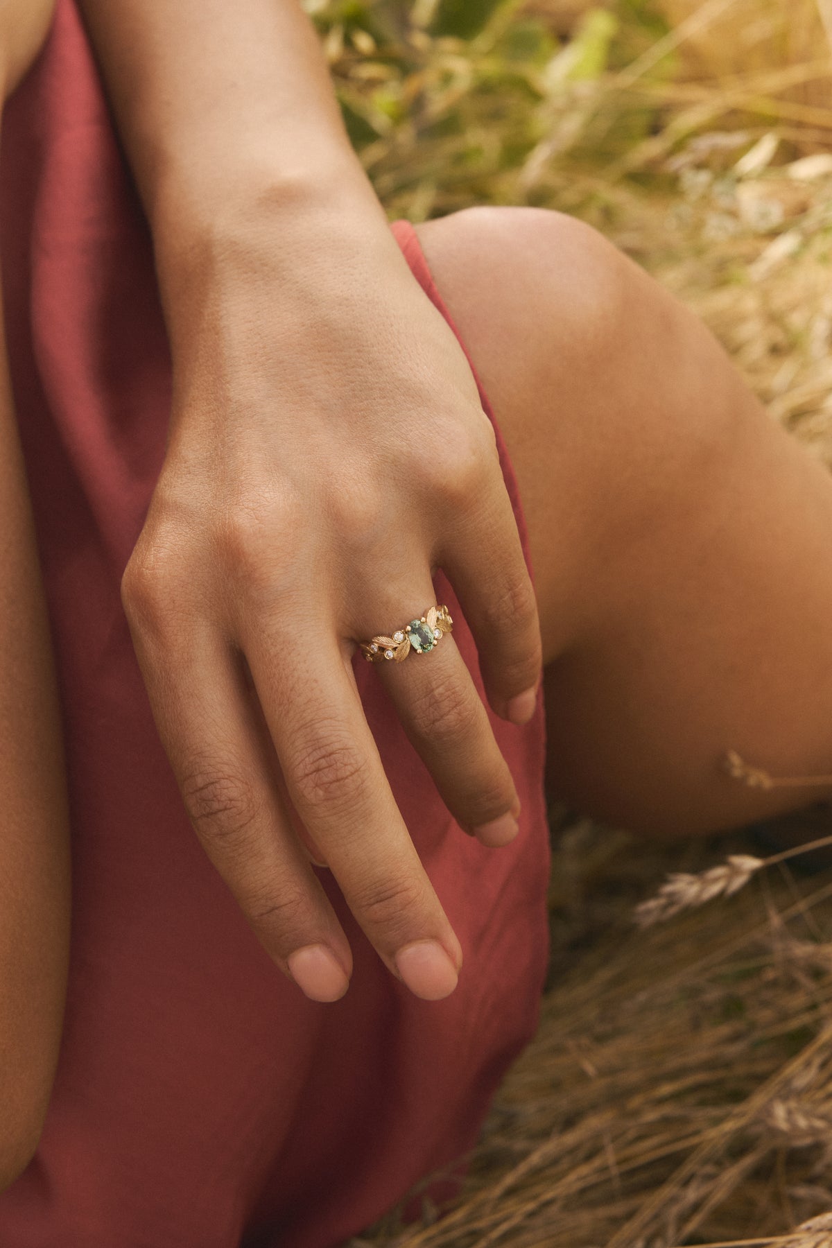 Bague Rameau d'olivier Saphir
