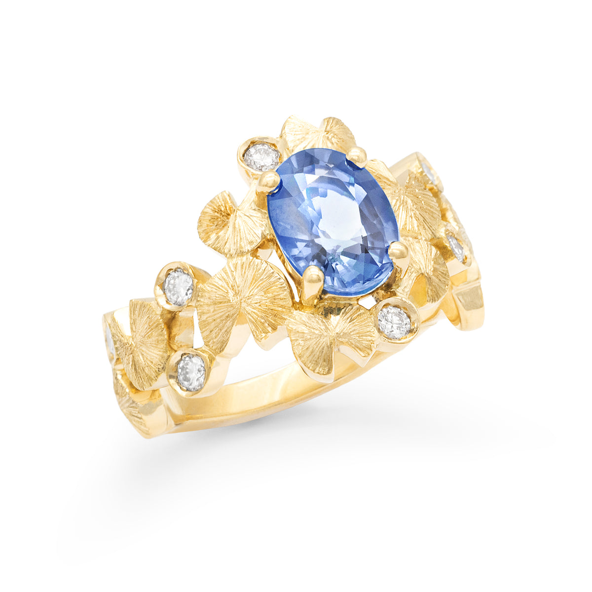 Bague bouquet de Nymphéas Saphir