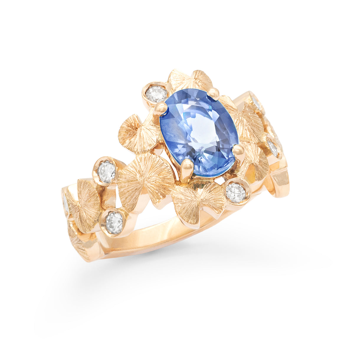 Bague bouquet de Nymphéas Saphir