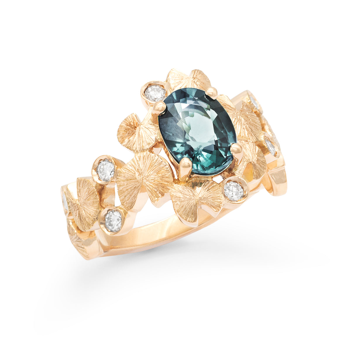Bague bouquet de Nymphéas Saphir