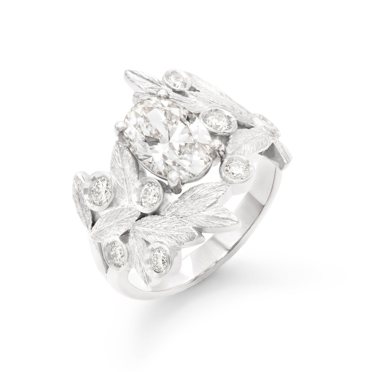 Bague Branches d'olivier Diamant ovale