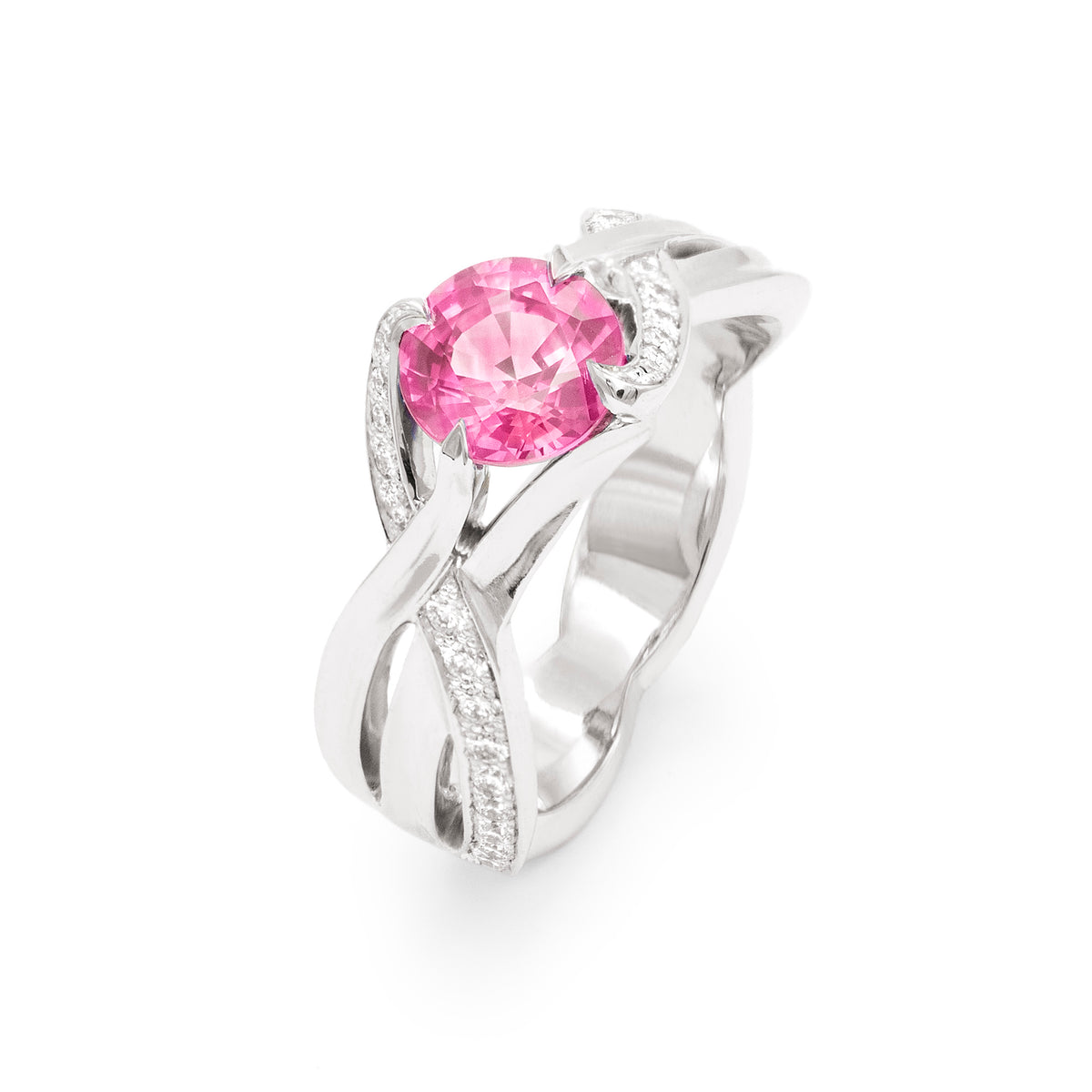 Bague brins d’herbes saphir semi pavée