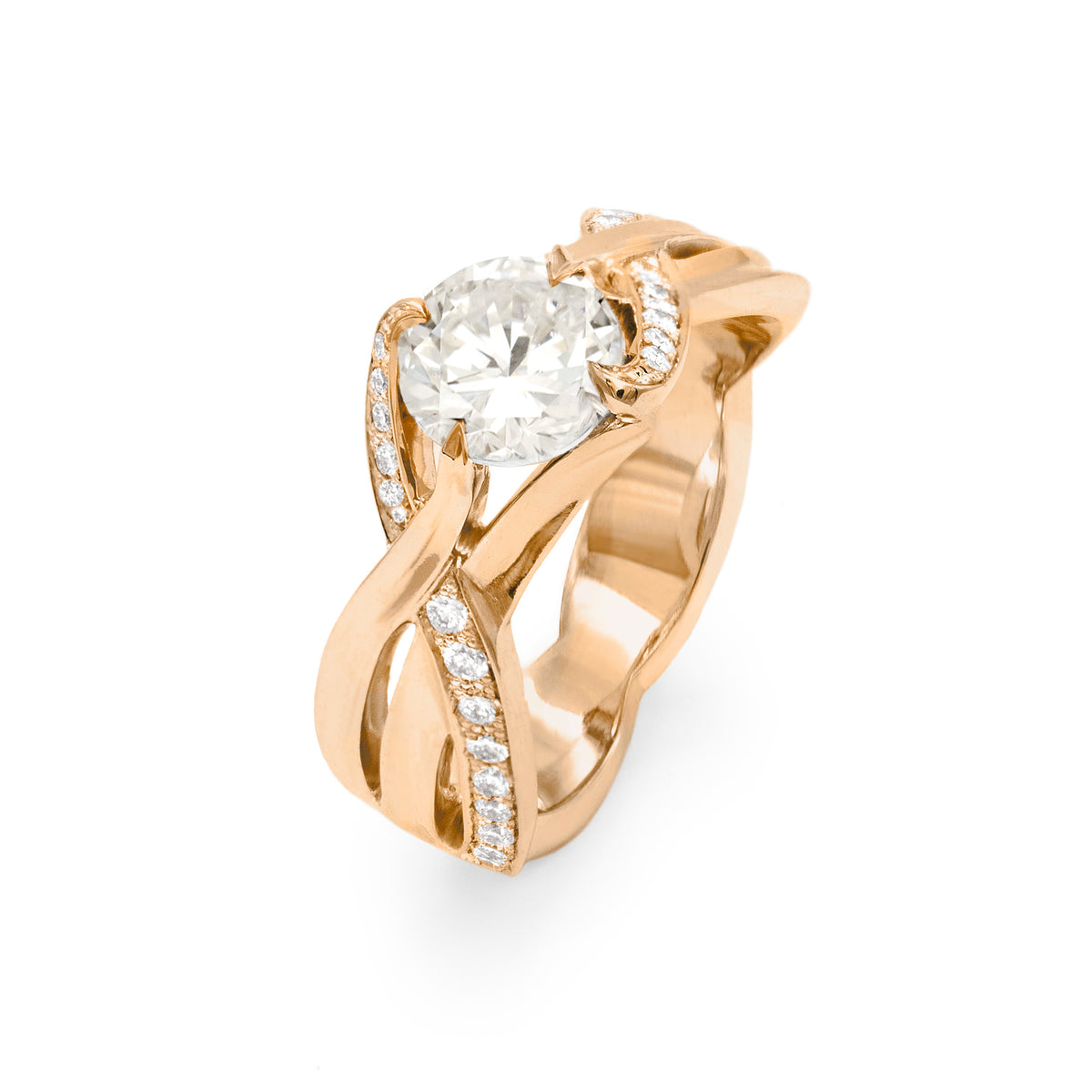 Bague brins d'herbes pavée diamant