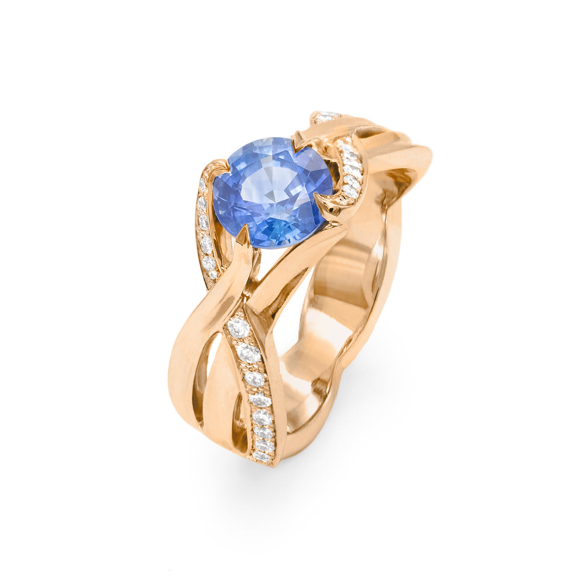Bague brins d’herbes saphir semi pavée