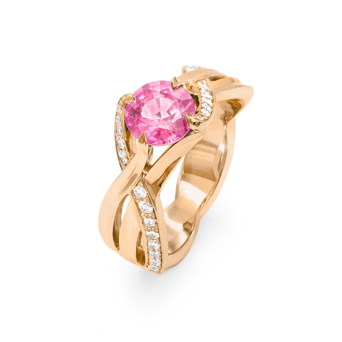 Bague brins d’herbes saphir semi pavée