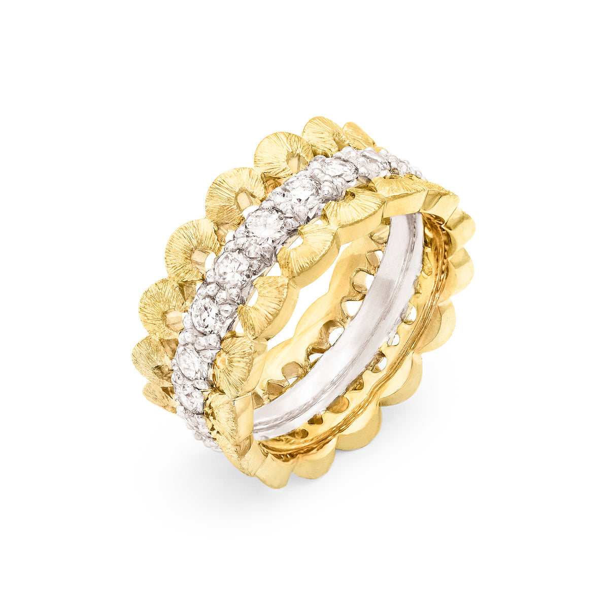Bague couronne de Coquillages diamants larges