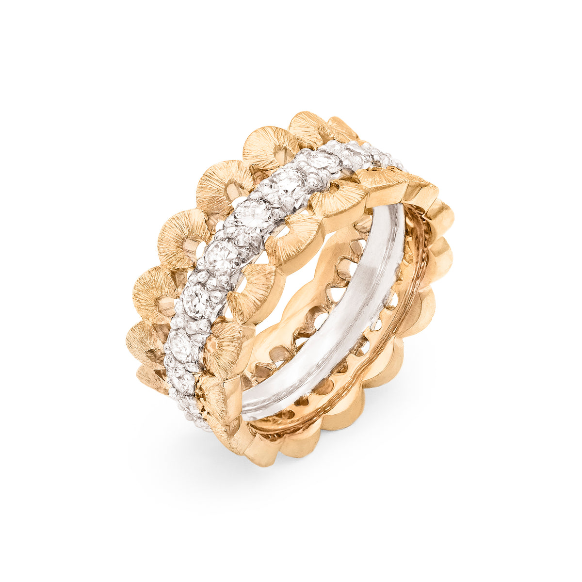 Bague couronne de Coquillages diamants larges