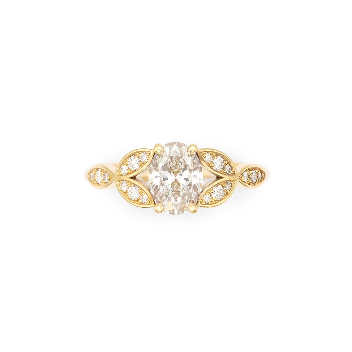 Bague de fiançailles épaulée de navettes