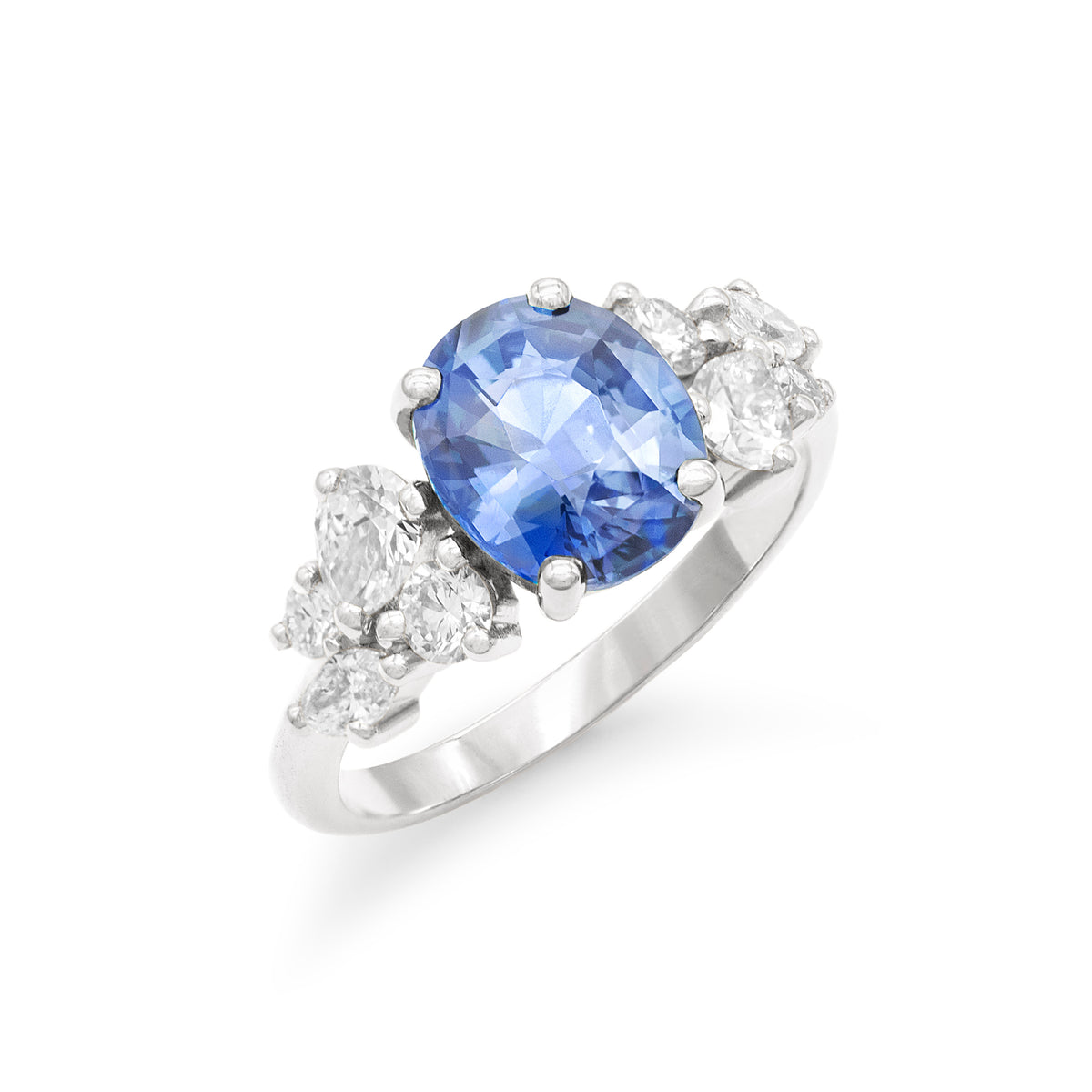Bague de fiançailles épaulée Saphir
