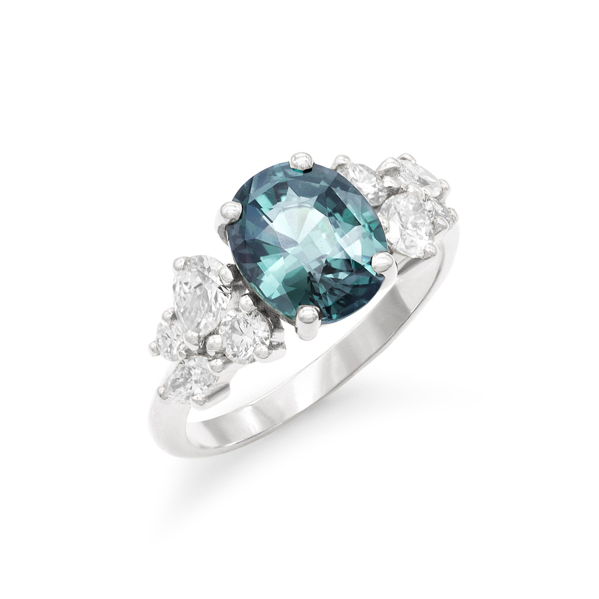 Bague de fiançailles épaulée Saphir