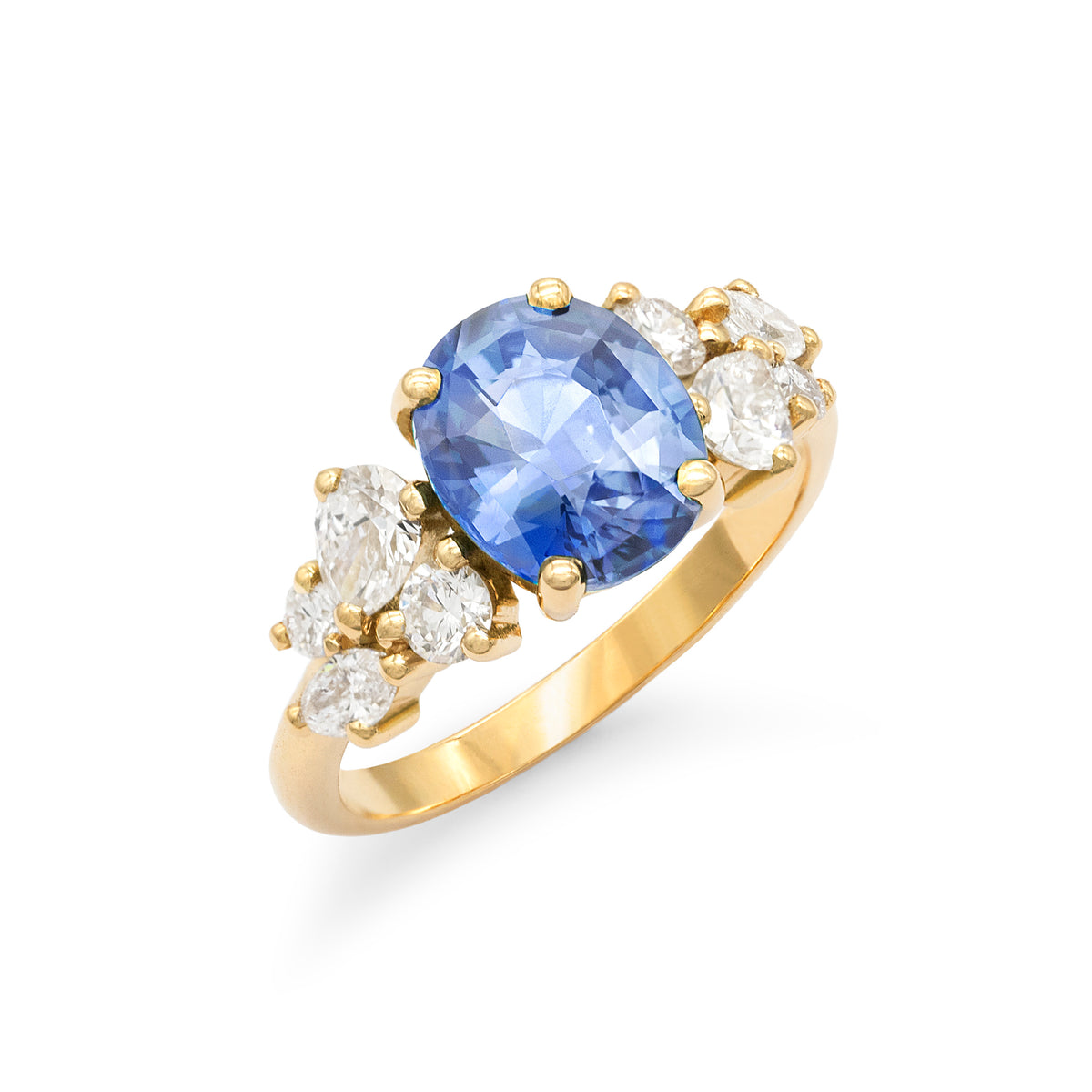 Bague de fiançailles épaulée Saphir