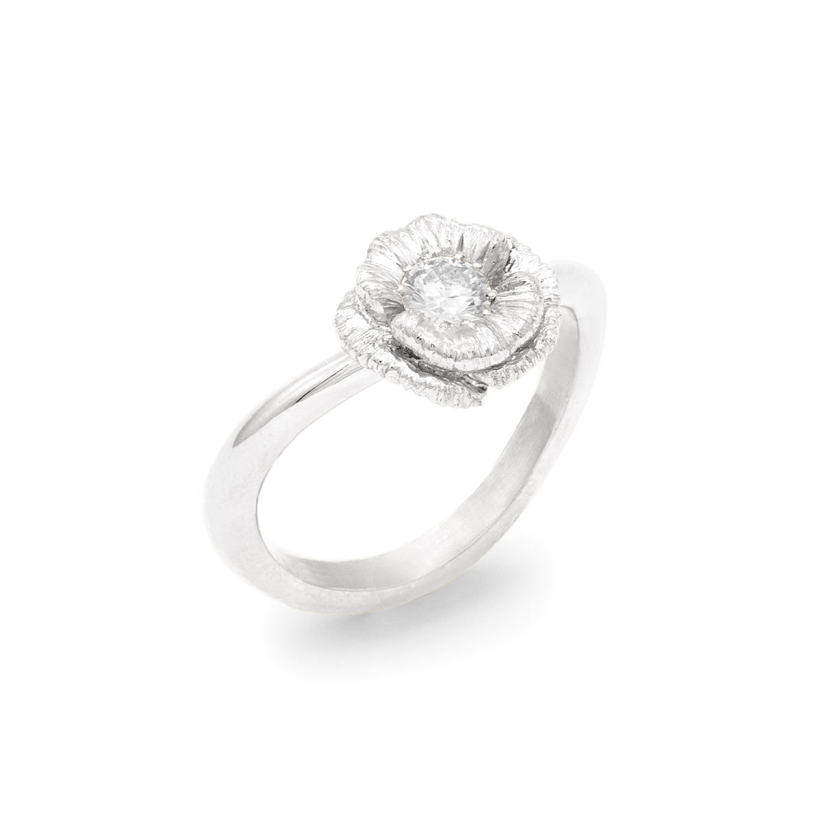 Bague de fiançailles solitaire Coquelicot