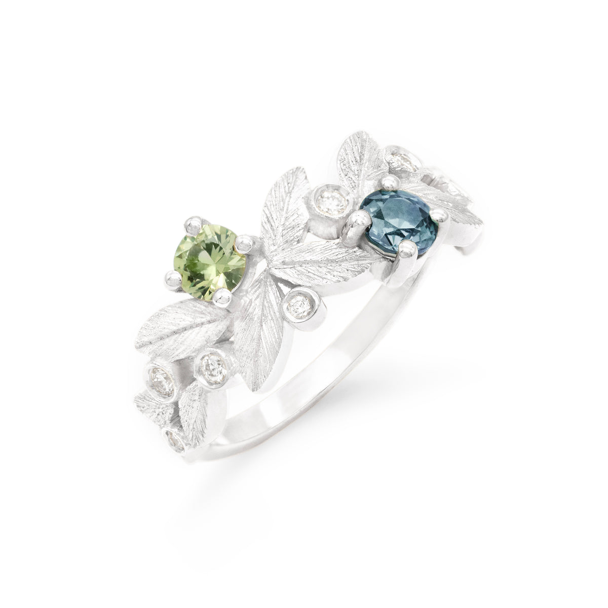 Bague Rameau Toi & Moi Saphirs teal