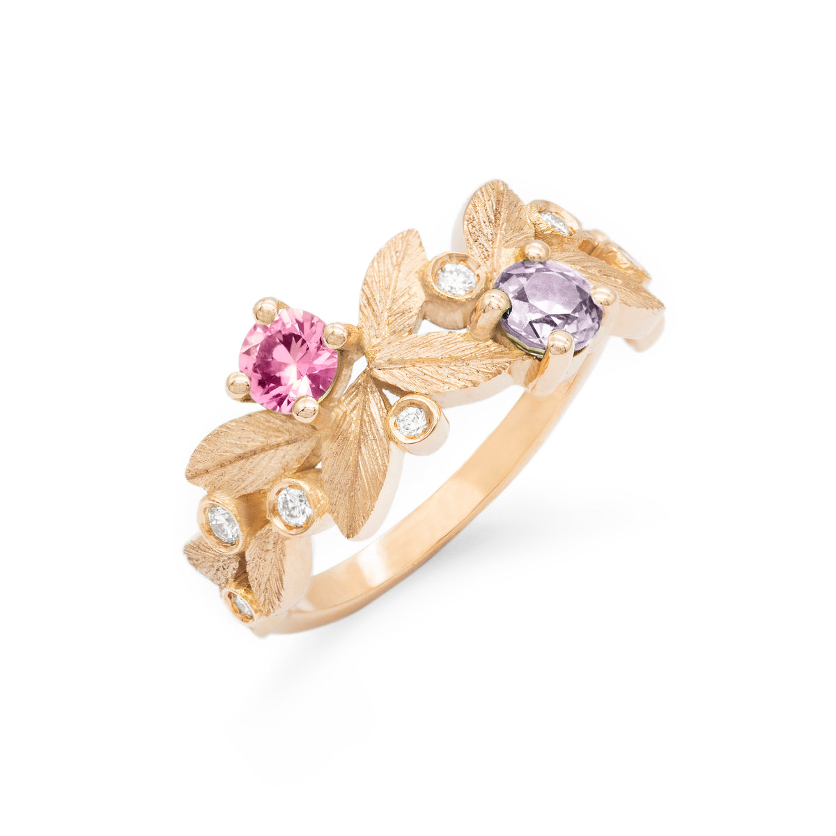 Bague Rameau Toi & Moi saphirs rose