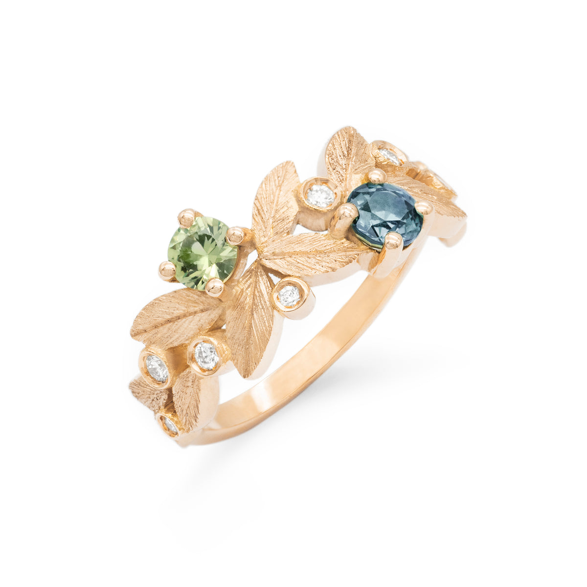 Bague Rameau Toi & Moi Saphirs teal