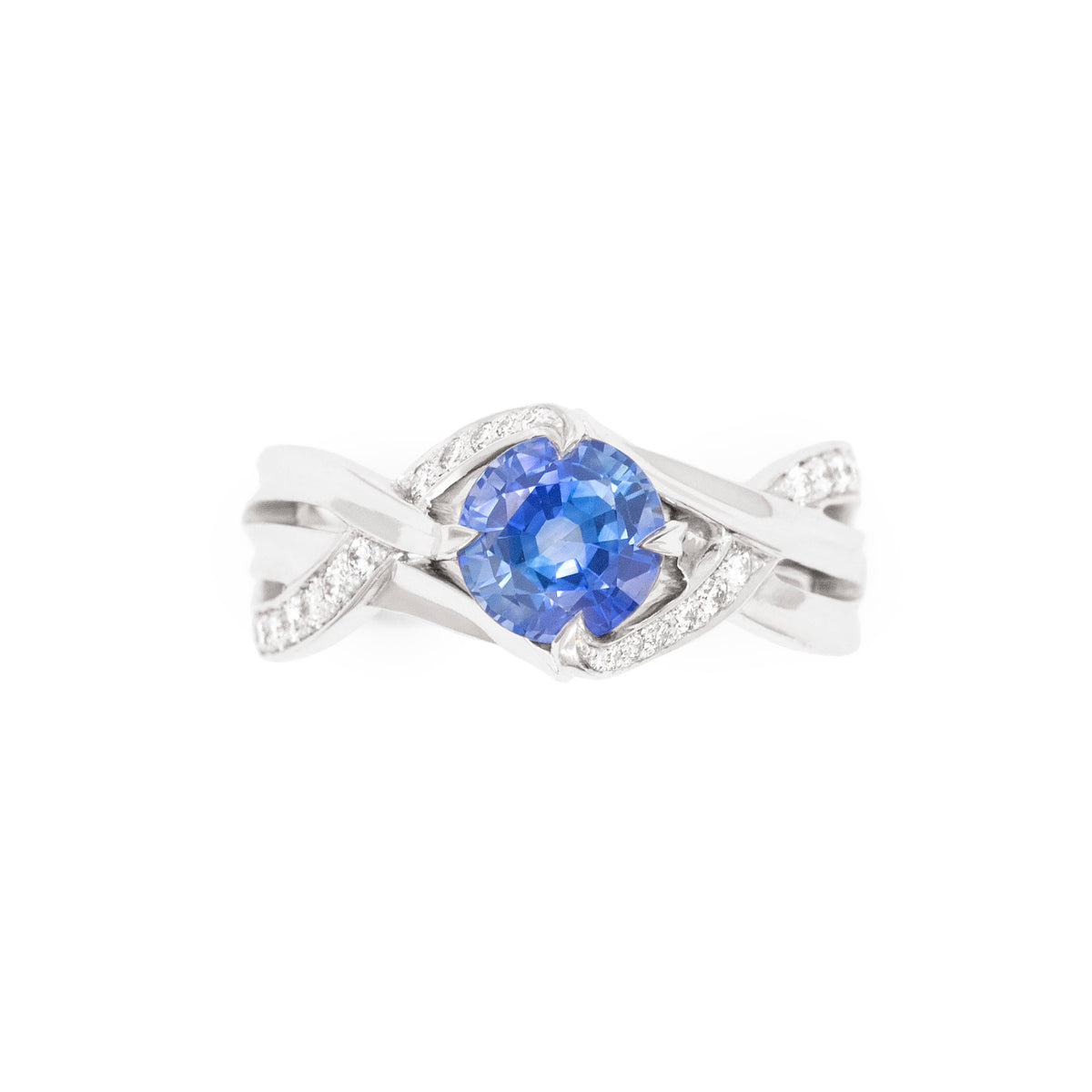 Bague brins d’herbes saphir semi pavée