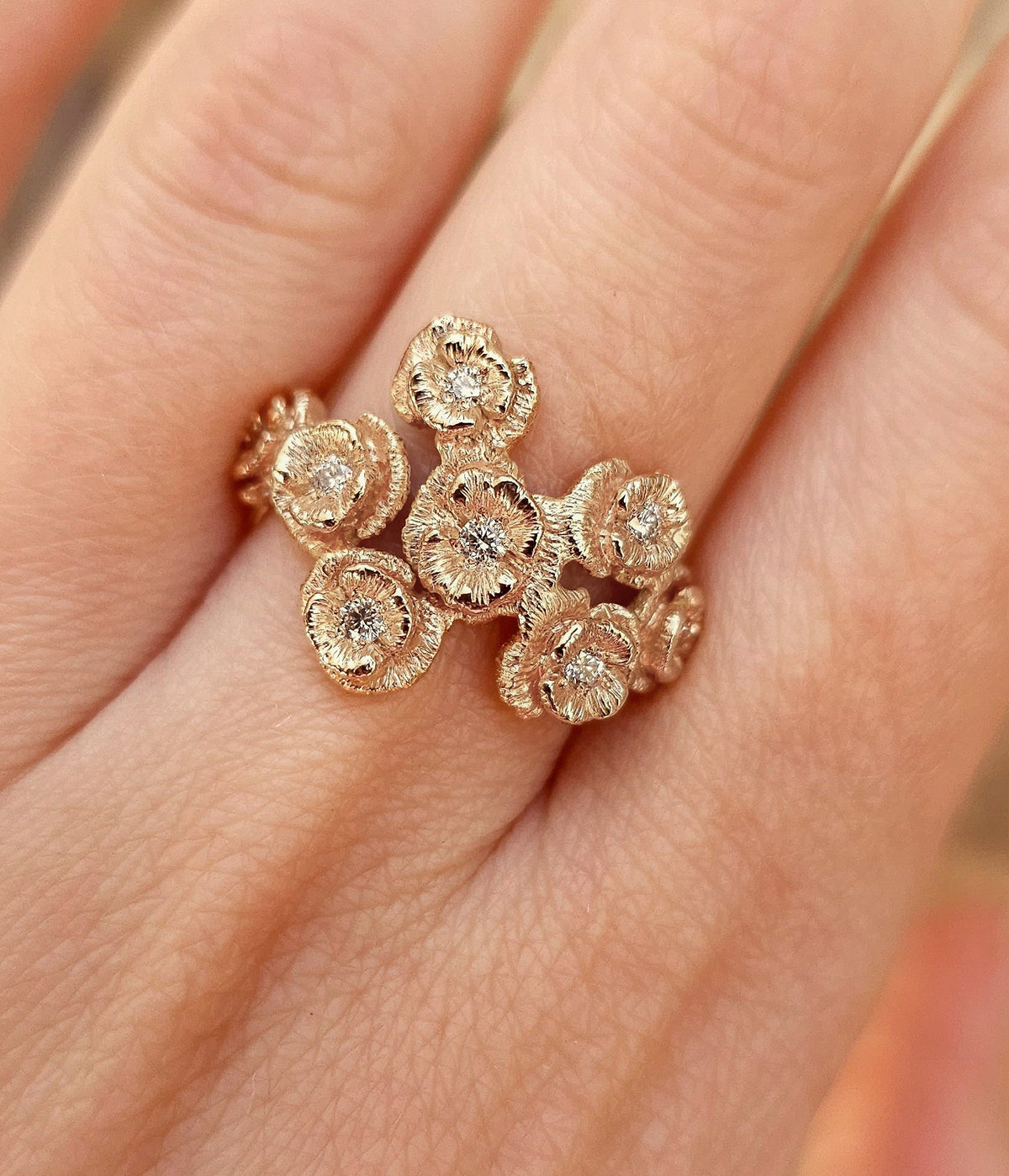 Bague bouquet de coquelicots