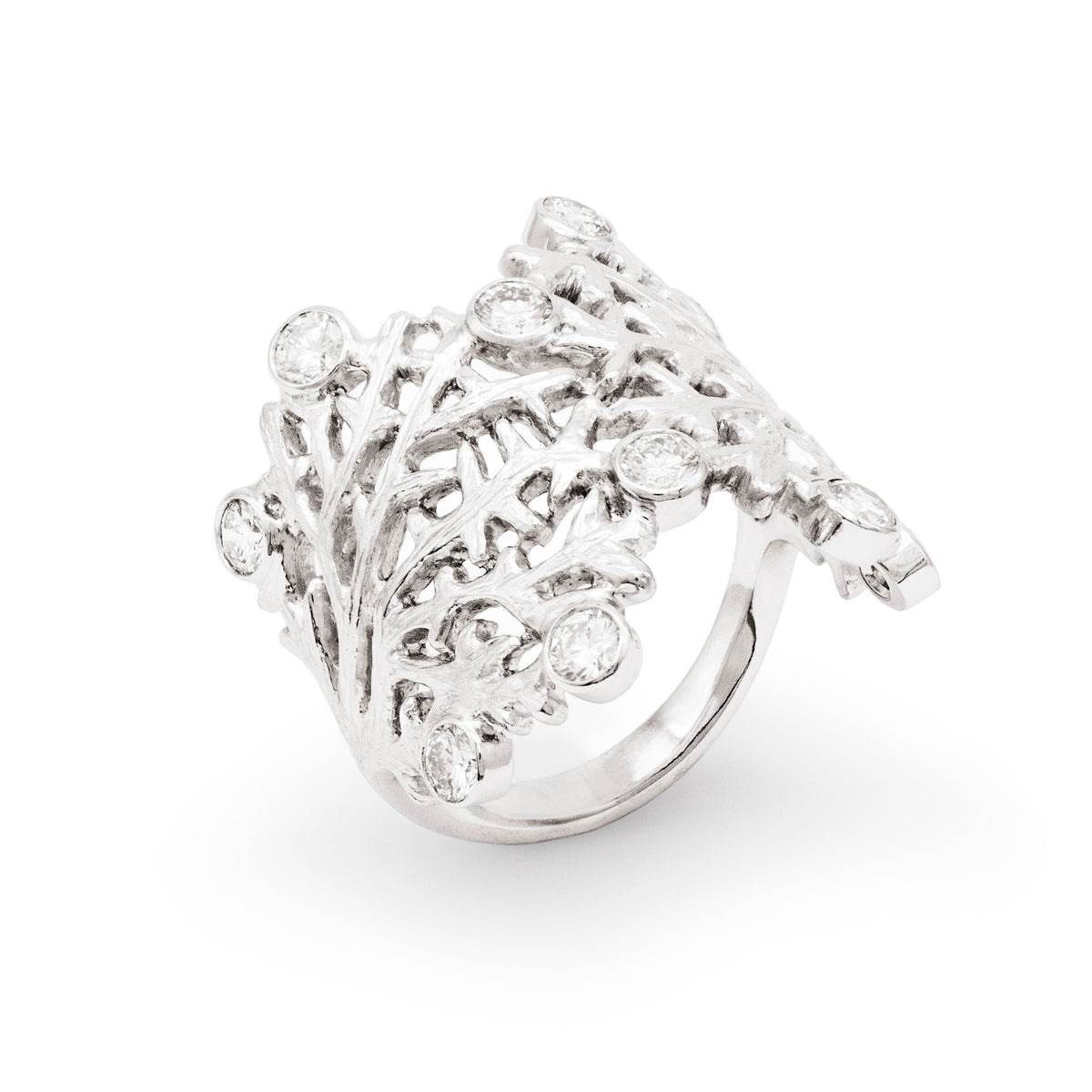 Bague Corail diamants larges