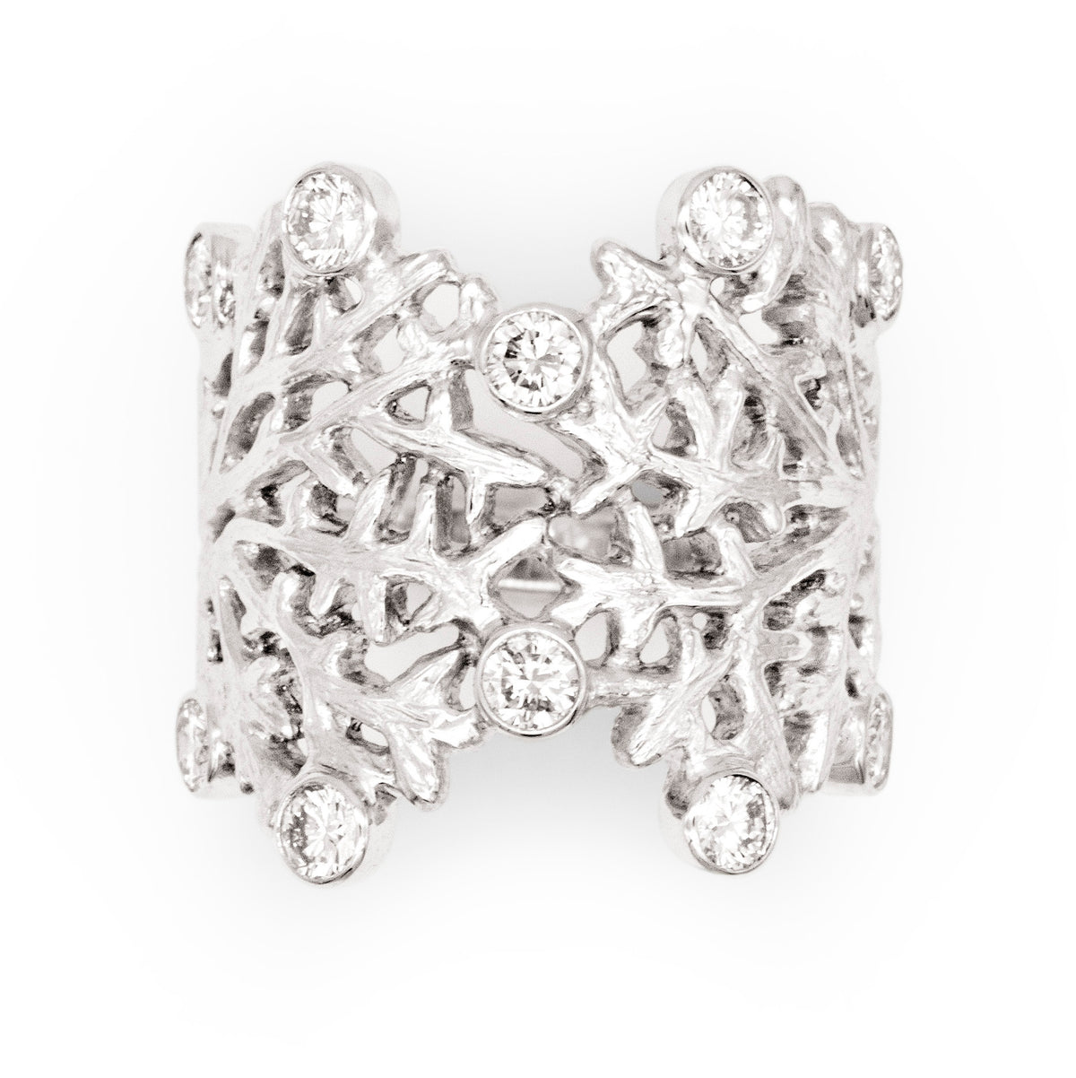 Bague Corail diamants larges