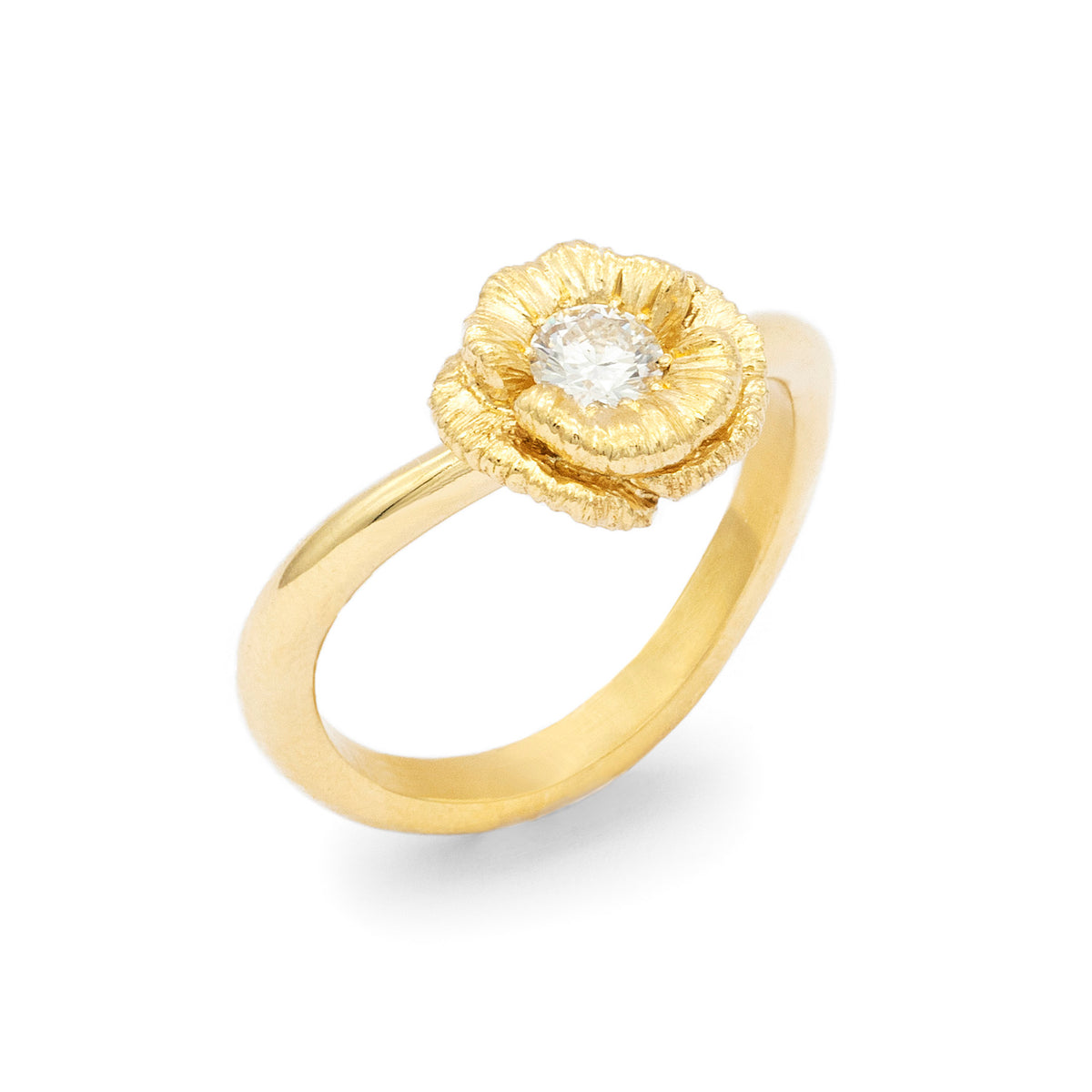 Bague de fiançailles solitaire Coquelicot